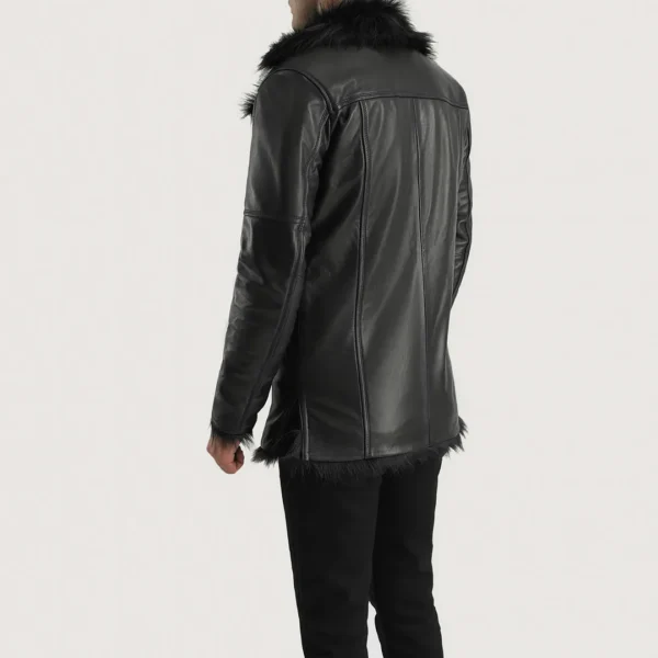Luxury Faux Fur-Lined Leather Jacket – Button Closure & Open Hem Cuffs