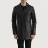 Real Leather Coat – Button Closure & Quilted Lining
