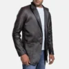 Sophisticated Leather Blazer Jacket – Zipper Cuffs & Quilted Lining