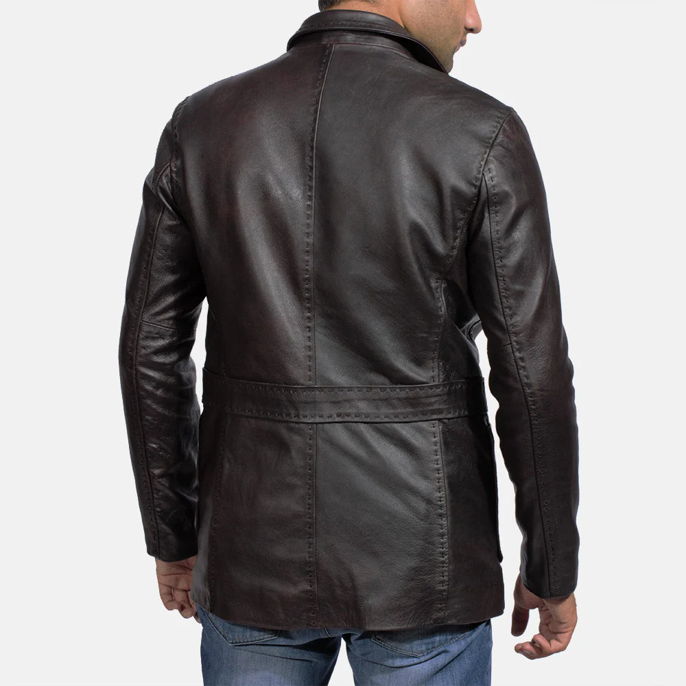 Sophisticated Leather Blazer Jacket – Zipper Cuffs & Quilted Lining