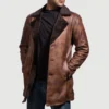 Cinnamon Distressed Sheepskin Leather Fur Coat – Burnished Vintage Style