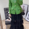 Pleated Lotus Leaf Hem Detail on Retro Coat
