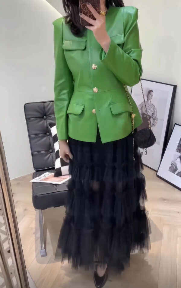 Pleated Lotus Leaf Hem Detail on Retro Coat