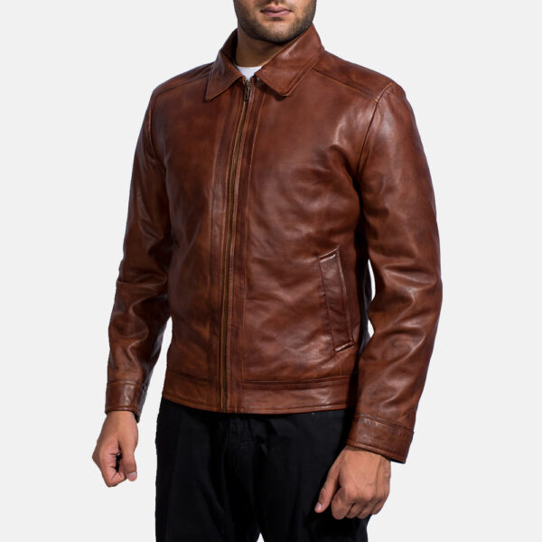 Vintage-Inspired Biker Jacket – Shirt Collar & Open Hem Cuffs