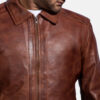 Vintage-Inspired Biker Jacket – Shirt Collar & Open Hem Cuffs