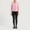 Vixen Pink Leather Jacket – Front View with Shirt Collar