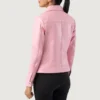 Vixen Pink Leather Jacket – Back View with Shirt Collar