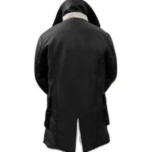 Bane-Inspired Black Leather Sherpa Winter Coat