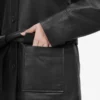 Oversized Leather Jacket with Adjustable Belt and Large Flap Pockets