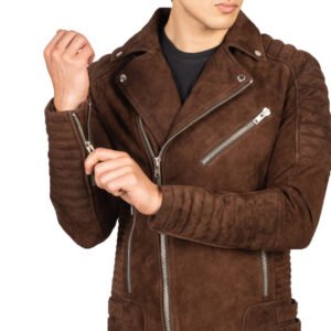 Close-Up of Suede Goatskin Leather Texture & Stitching