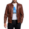Vintage-Inspired Biker Jacket – Shirt Collar & Open Hem Cuffs