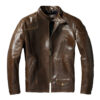 Men's Business Leather Jacket – Winter Cowhide with Stand Collar