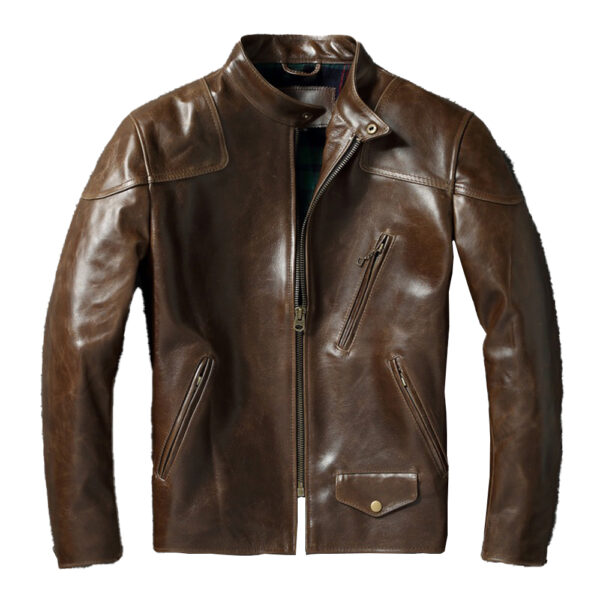 Men's Business Leather Jacket – Winter Cowhide with Stand Collar