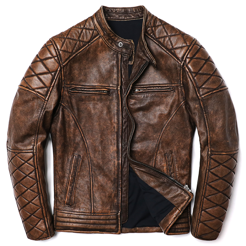 Camel Vintage Biker Leather Jacket
