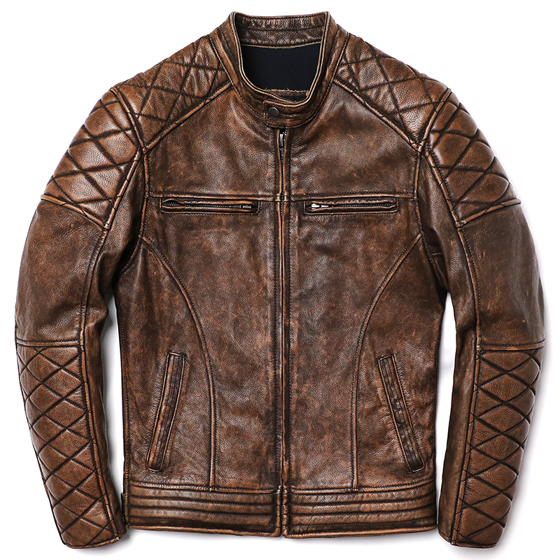 Camel Vintage Biker Leather Jacket