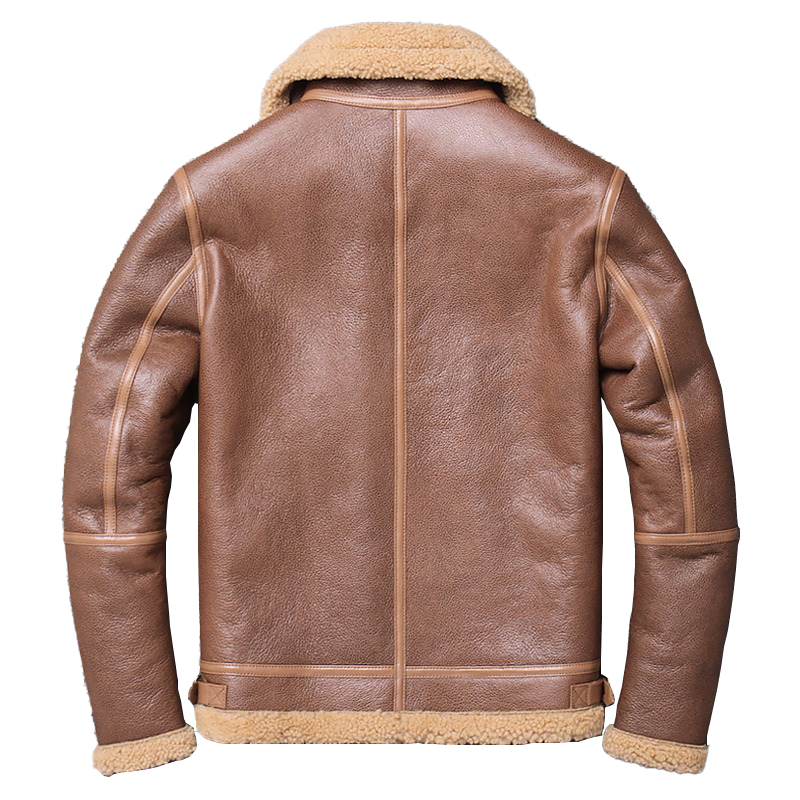 Winter-Ready Fur-Lined Leather Jacket for Motorcycle Riders back