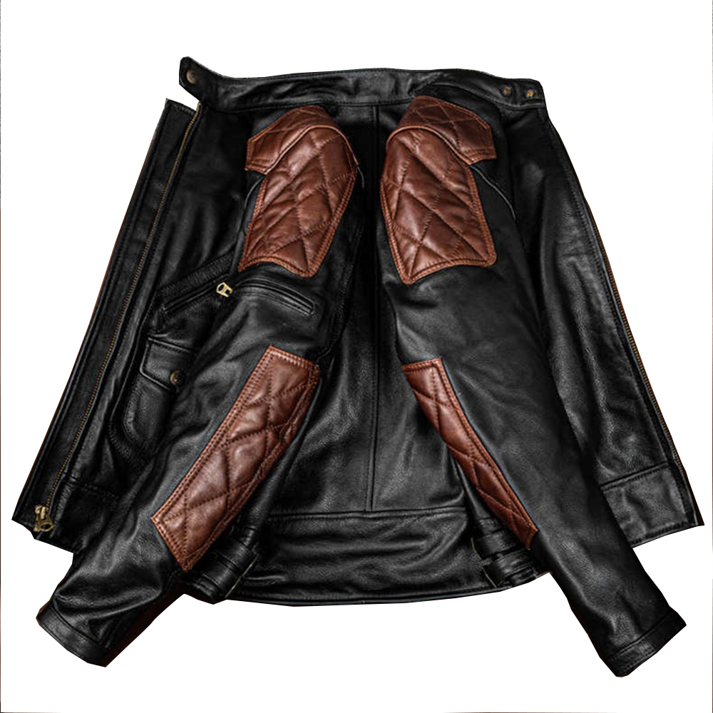 Black Lambskin Café Racer Jacket – Stand Collar & Quilted Lining