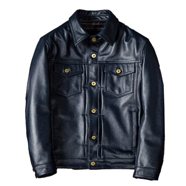 Men's casual leather jacket front view