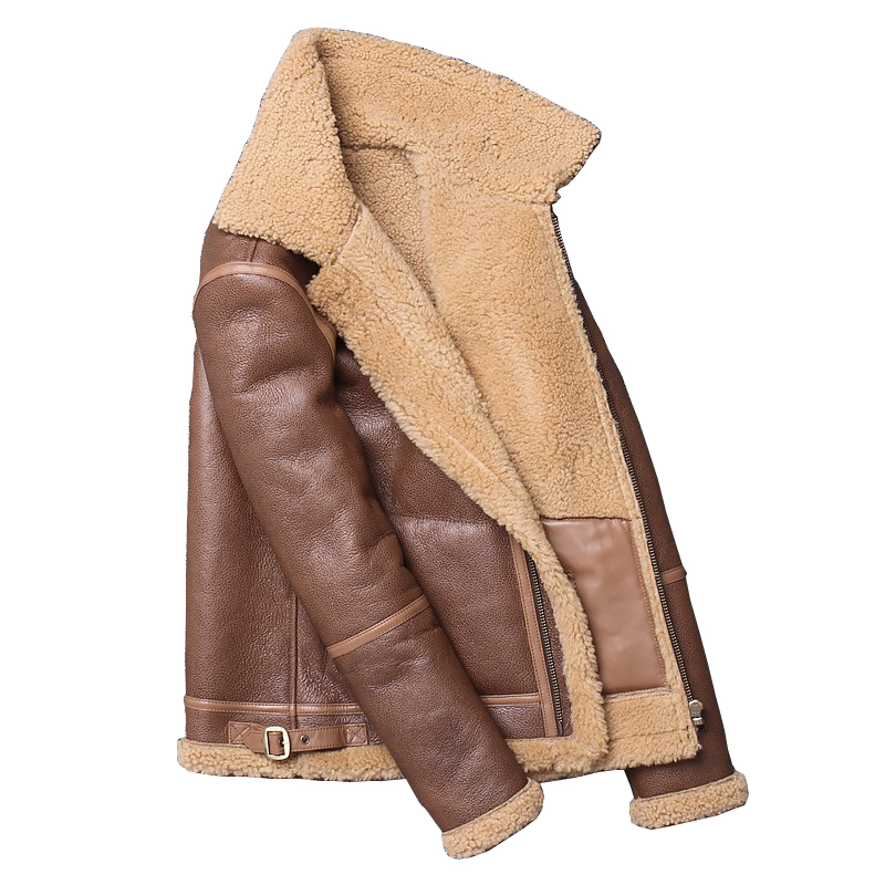 Winter-Ready Fur-Lined Leather Jacket for Motorcycle Riders side view