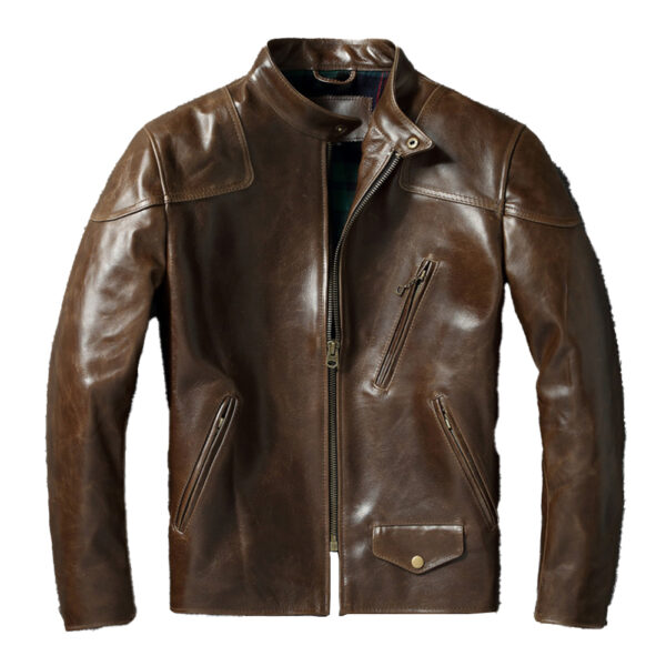 Men's Business Leather Jacket – Winter Cowhide with Stand Collar
