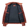 Brown Safari Leather Jacket – Inner View with Turn-Down Collar