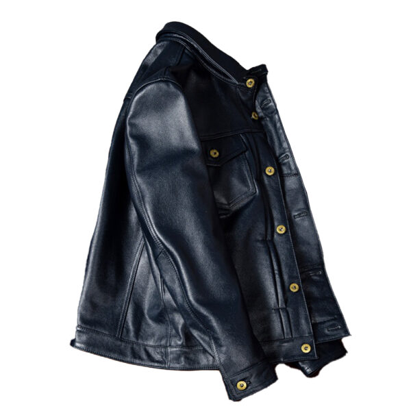 Men's casual leather jacket side view