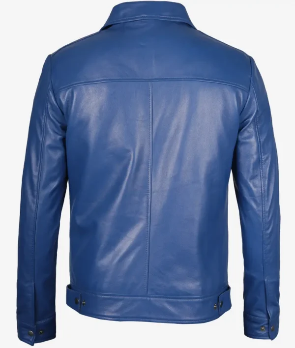 Classic Blue Leather Jacket