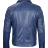 Blue Leather Trucker Jacket