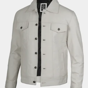 Off White Leather Trucker Jacket