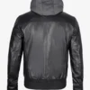 Black Leather Bomber Jacket –Back View