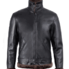 Real lambskin winter jacket for men with zip closure and plush collar