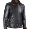 Real lambskin winter jacket for men with zip closure and plush collar