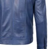 Blue Leather Trucker Jacket