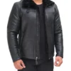 Real Lambskin Bomber Jacket with Faux Fur Lining – Winter Wear