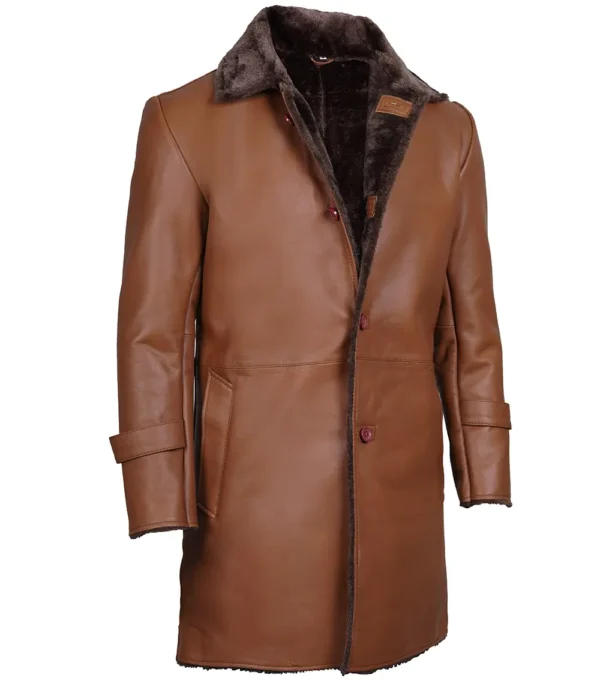Real lambskin winter coat for men – button closure and shearling detail