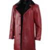 Real lambskin leather winter coat for men in maroon and black