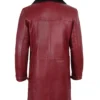 Real lambskin leather winter coat for men in maroon and black