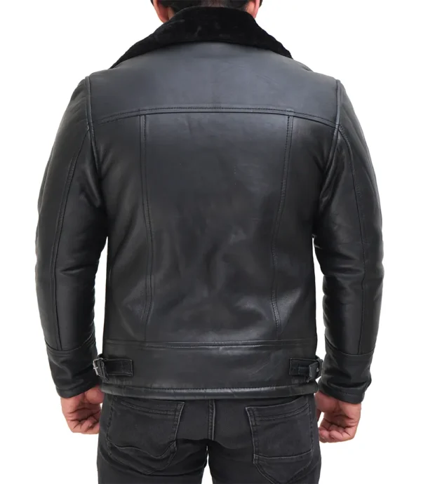 Real Lambskin Bomber Jacket with Faux Fur Lining – Winter Wear