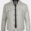 Off White Leather Trucker Jacket –