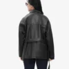 Oversized Leather Jacket with Adjustable Belt and Large Flap Pockets