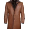 Real lambskin winter coat for men – button closure and shearling detail