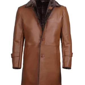 Real lambskin winter coat for men – button closure and shearling detail