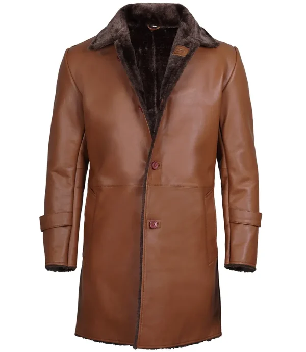 Real lambskin winter coat for men – button closure and shearling detail