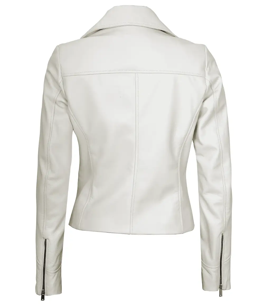 Off-White Leather Moto Jacket – Back View