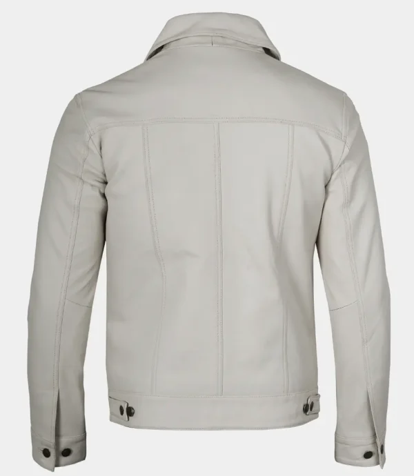 Off White Leather Trucker Jacket
