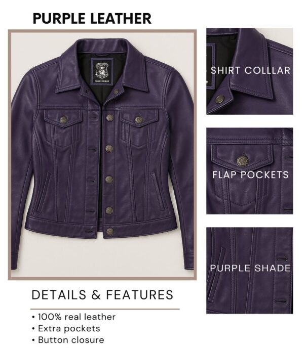 Purple Leather Trucker Jacket