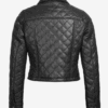 Diamond-Stitched Quilted Pattern on Black Leather Jacket