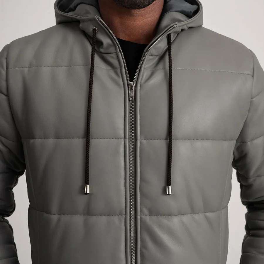 Floyd Grey Leather Puffer