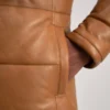 Floyd Tan Leather Puffer Coat