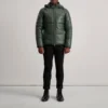Gordon Green Leather Puffer Jacket - Front View Showing Removable Hood